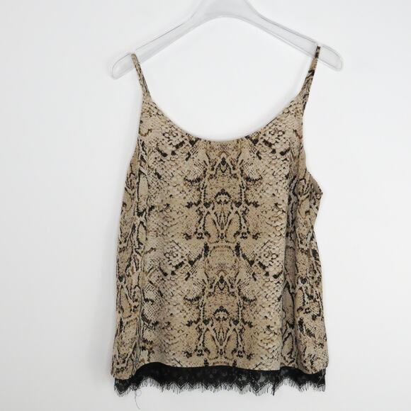 Rachel Zoe Snake Pattern Python Print Lace Trim Spaghetti Strap Tank Top Small - Picture 3 of 6